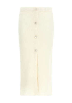 Alessandra Rich Carded mohair-blend midi skirt - Neutrals