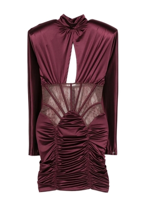 NISSA lace-panel gathered mini dress