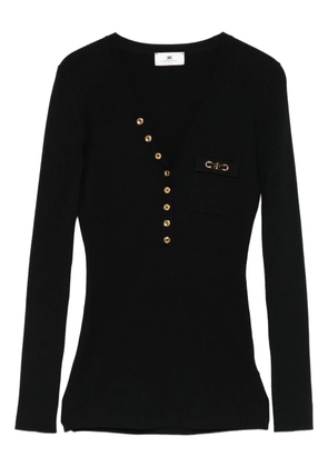 Elisabetta Franchi logo-detail long-sleeved top - Black