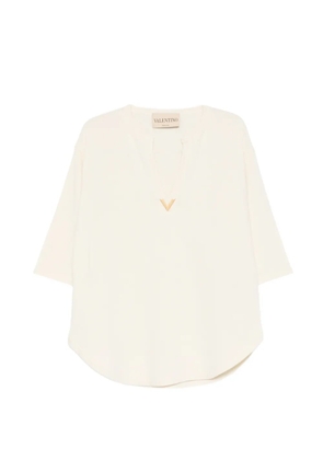 Valentino Garavani logo-appliqué knitted blouse - Neutrals