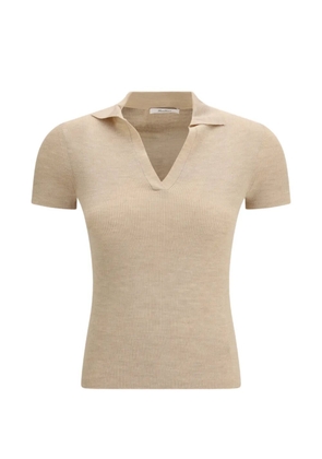 Max Mara Albero V-neck ribbed T-shirt - Neutrals