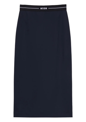 MSGM logo-waistband midi skirt - Blue