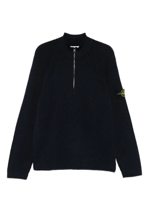 Stone Island ribbed zip-neck sweater - Blue