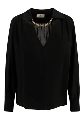 Elisabetta Franchi pleated-neck shirt - Black