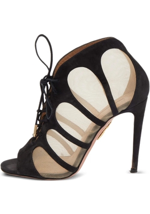 Aquazzura pre-owned 110mm mesh suede ankle boots - Black