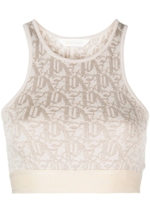 Palm Angels monogram-jacquard knitted bra - Neutrals