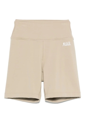 Sporty & Rich SR Runner logo-print high-waist biker shorts - Neutrals