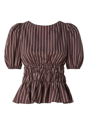 PINKO striped-pattern ruched blouse - Brown