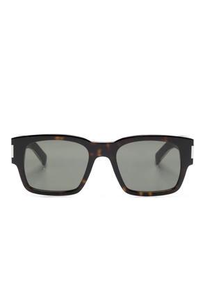 Saint Laurent Eyewear logo-plaque square-frame sunglasses - Brown