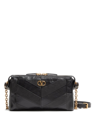 Valentino Garavani Panthea Small shoulder bag in nappa leather with a chevron pattern - Black