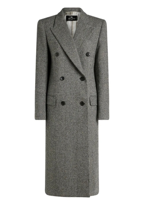 ETRO herringbone-pattern double-breasted coat - Black