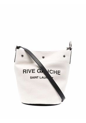 Saint Laurent logo-print bucket shoulder bag - Neutrals