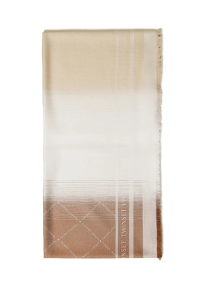 TWINSET logo-detail pattern scarf - Neutrals