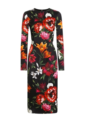 Dolce & Gabbana floral-print midi dress - Black