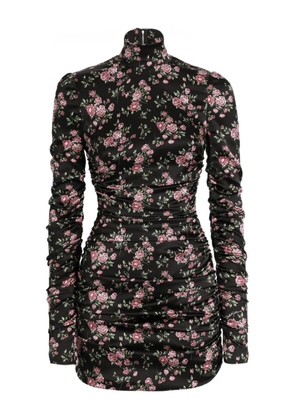 Dolce & Gabbana ruched floral mini dress - Black