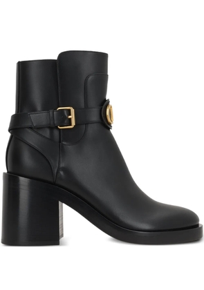 Valentino Garavani 70mm buckle-strap logo boots - Black