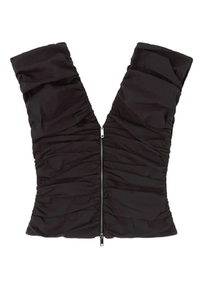 GANNI ruched zip blouse - Black