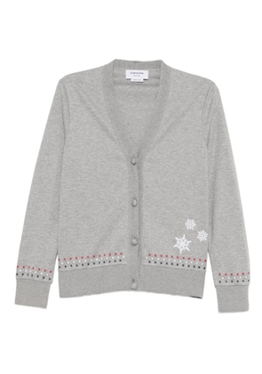 Thom Browne snowflake-embroidered cotton cardigan - Grey