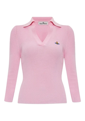 Vivienne Westwood orb-embellished ribbed top - Pink