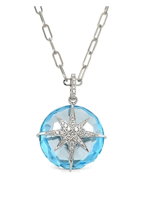 Lisa Nik 18K white gold Round Star diamond and topaz necklace - Silver