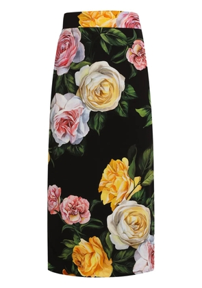Dolce & Gabbana floral-print midi skirt - Black