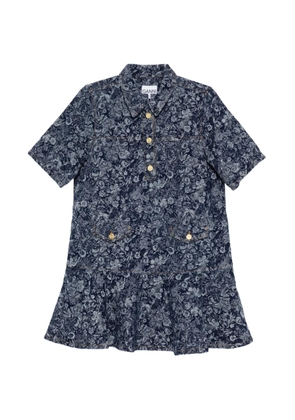 GANNI buttoned floral dress - Blue