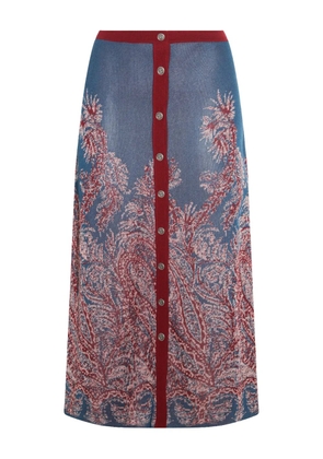 ETRO paisley-jacquard button-front skirt - Blue