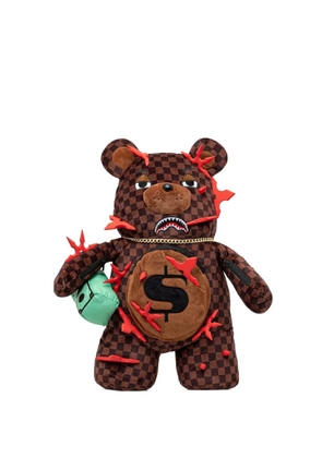 Sprayground checked-pattern bear-shape backpack - Brown