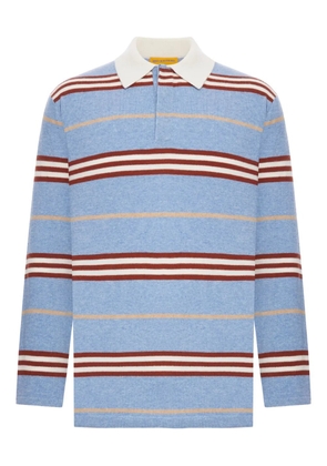 Guest In Residence striped-pattern long-sleeve polo shirt - Blue