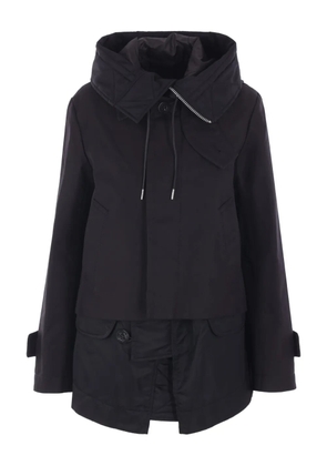 sacai hooded parka coat - Black