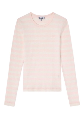 GANNI striped long-sleeved top - Pink