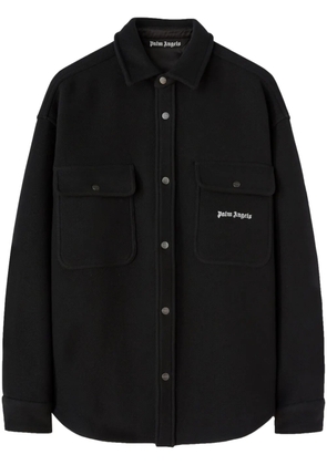 Palm Angels logo-embroidered twill shirt jacket - Black