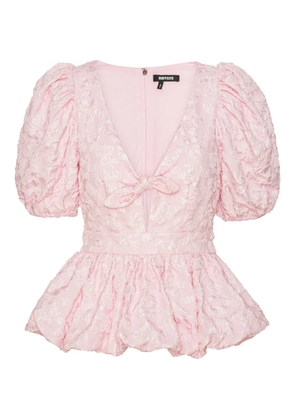 ROTATE BIRGER CHRISTENSEN puff-sleeve jacquard top - Pink