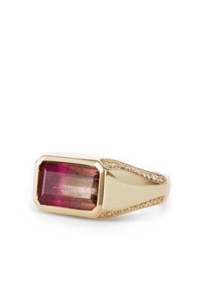 Jacquie Aiche 14k yellow gold tourmaline and diamond ring