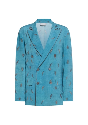 Pierre-Louis Mascia leaf-motif double-breasted blazer - Blue