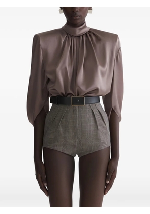 Mugler draped high-neck top - Neutrals