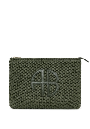 ANINE BING woven logo pouch - Green