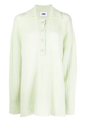 Rus ribbed knitted polo shirt - Green