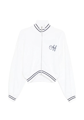 Off-White logo-embroidered striped bomber jacket