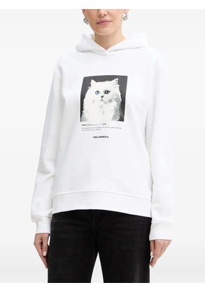 Karl Lagerfeld cat-print hoodie - White