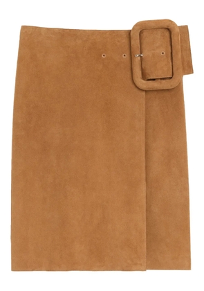 AMI Paris belted A-line midi skirt - Brown
