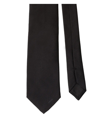 Prada pointed satin tie - Black