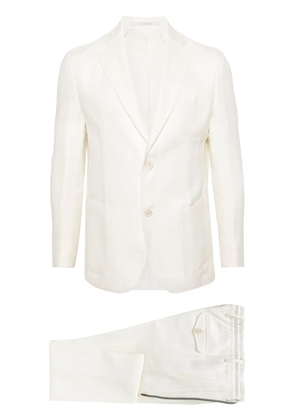 Eleventy single-breasted linen blend suit - White