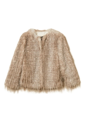 TWINSET fringed faux-fur jacket - Brown