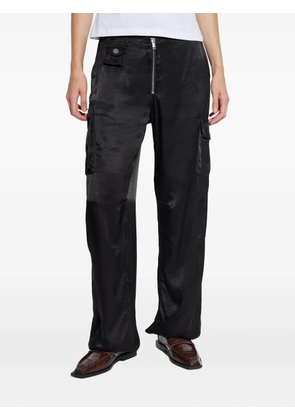 GANNI satin cargo trousers - Black