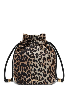 GANNI drawstring animal print bucket bag - Neutrals