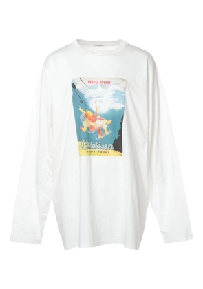 Miu Miu Pre-Owned 2021 Ski-print long-sleeve T-shirt - White