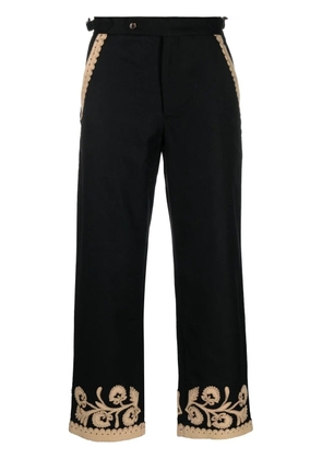 BODE embroidered-hem detail trousers - Black