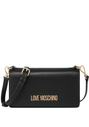 Love Moschino logo plaque shoulder bag - Black