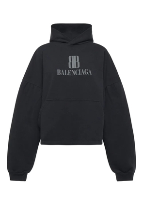 Balenciaga logo-plaque cotton hoodie - Black